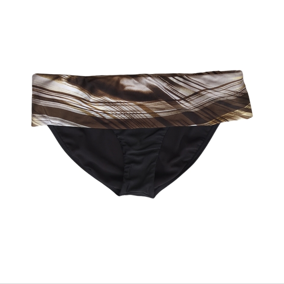 Gossip Collection Stretch Bikini Fold Over Swim Bottom MEDIUM Black Multicolor - Picture 1 of 11